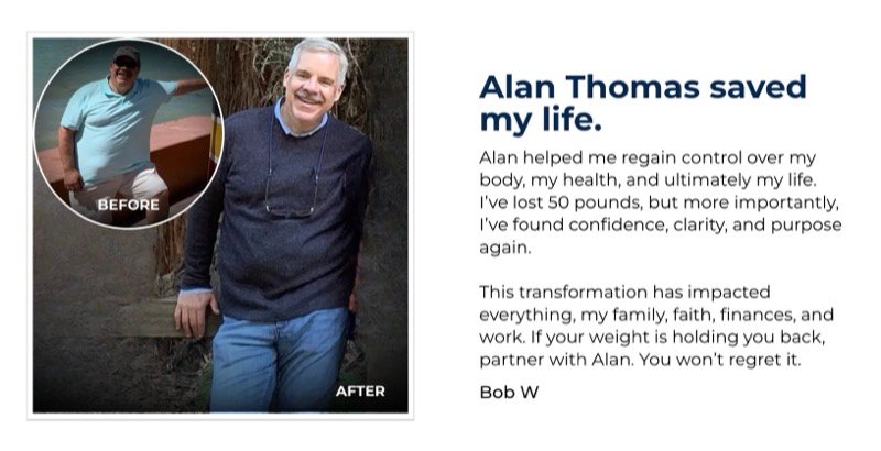 Bob Ward before and after - Alan Thomas saved my life - lost 50 pounds
